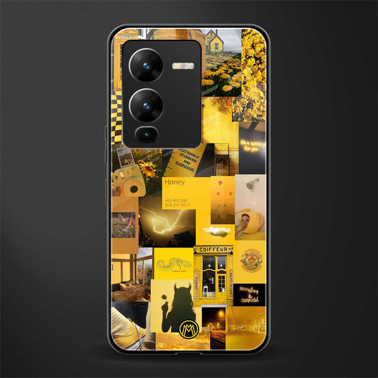 black yellow aesthetic collage back phone cover | glass case for vivo v25 pro 5g