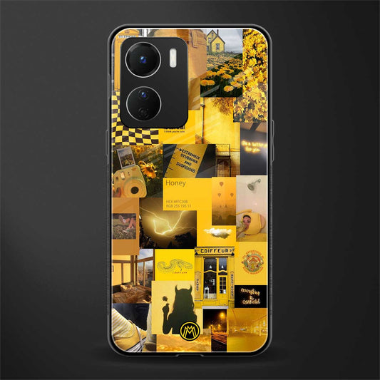 black yellow aesthetic collage back phone cover | glass case for vivo y16