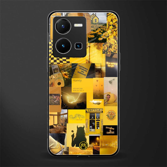 black yellow aesthetic collage back phone cover | glass case for vivo y35 4g
