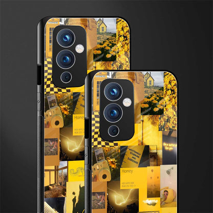 black yellow aesthetic collage back phone cover | glass case for oneplus 9