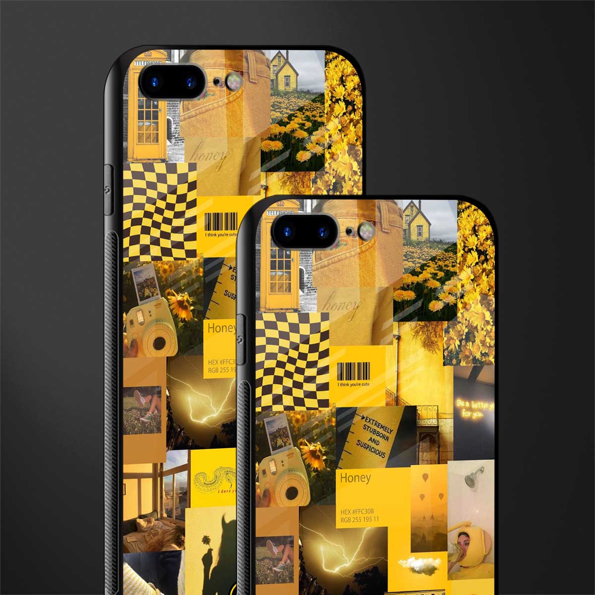 black yellow aesthetic collage glass case for iphone 8 plus image-2