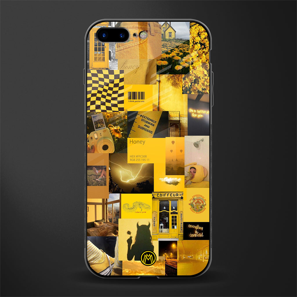 black yellow aesthetic collage glass case for iphone 8 plus image