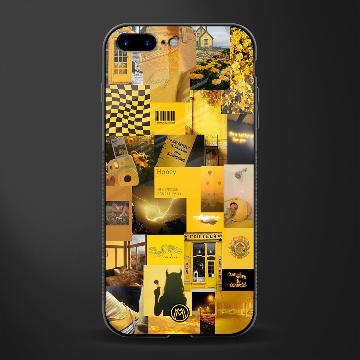 black yellow aesthetic collage glass case for iphone 8 plus image