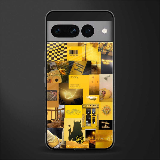 black yellow aesthetic collage back phone cover | glass case for google pixel 7 pro
