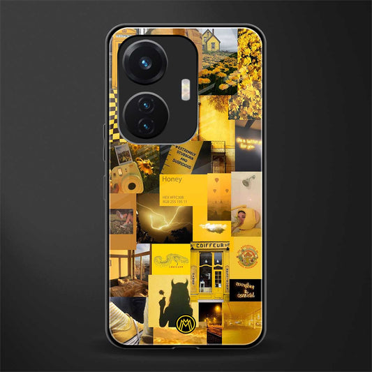 black yellow aesthetic collage back phone cover | glass case for vivo t1 44w 4g