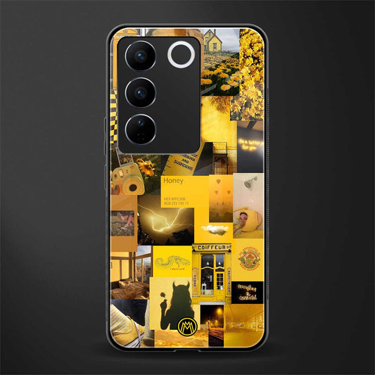 black yellow aesthetic collage back phone cover | glass case for vivo v27 pro 5g