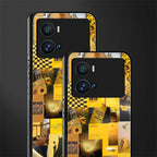 black yellow aesthetic collage back phone cover | glass case for iQOO 9 Pro