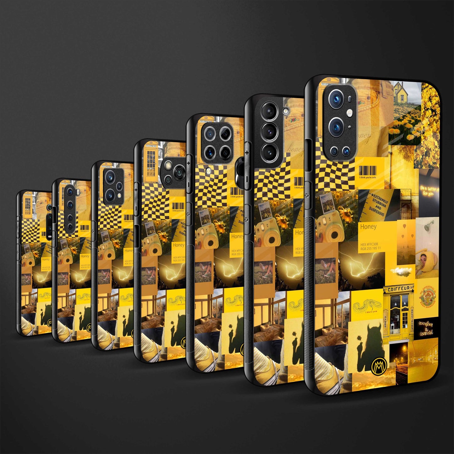 black yellow aesthetic collage glass case for vivo v23 5g image-3