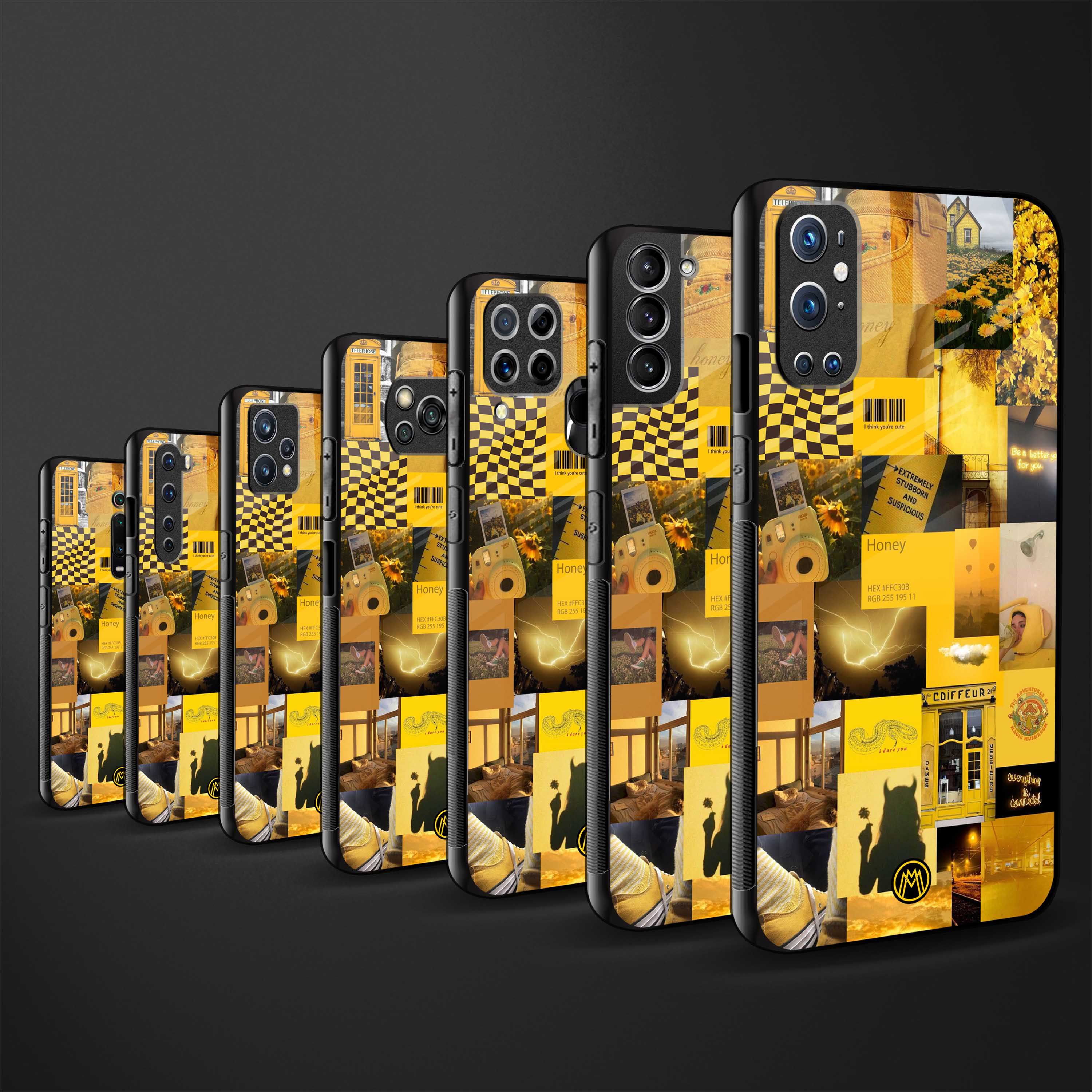 black yellow aesthetic collage glass case for mi 11 lite image-3