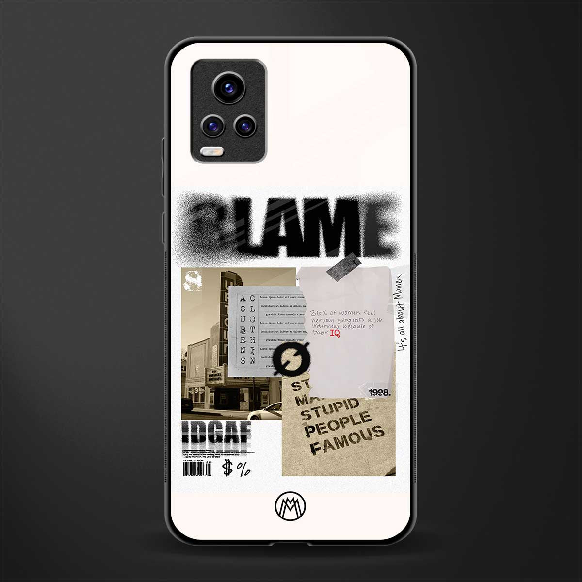 blame back phone cover | glass case for vivo y73