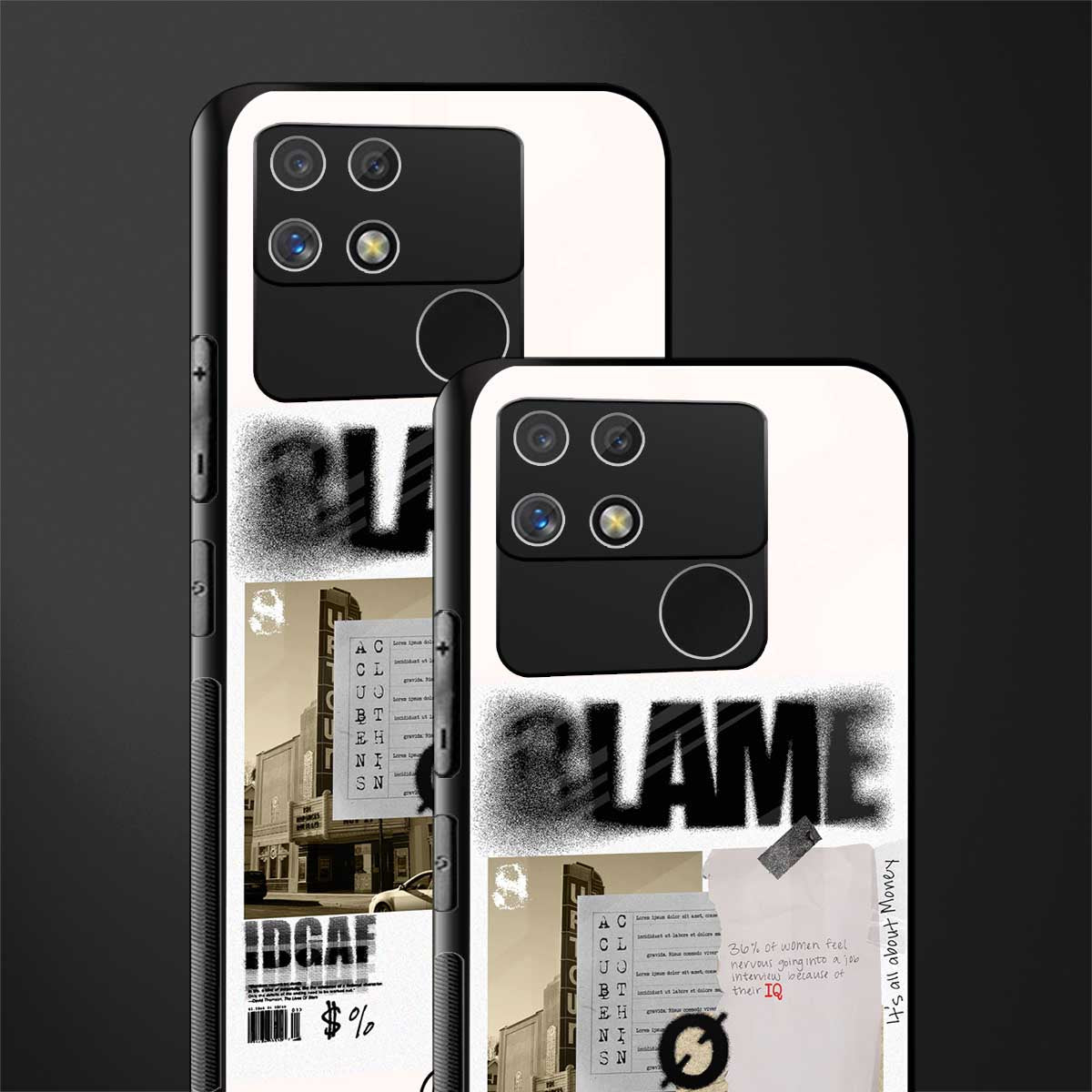 blame back phone cover | glass case for realme narzo 50a