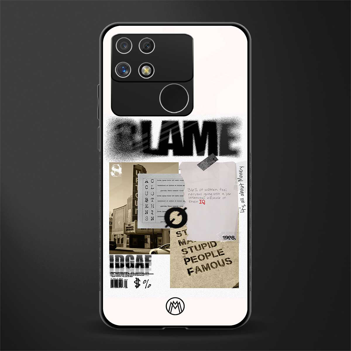 blame back phone cover | glass case for realme narzo 50a