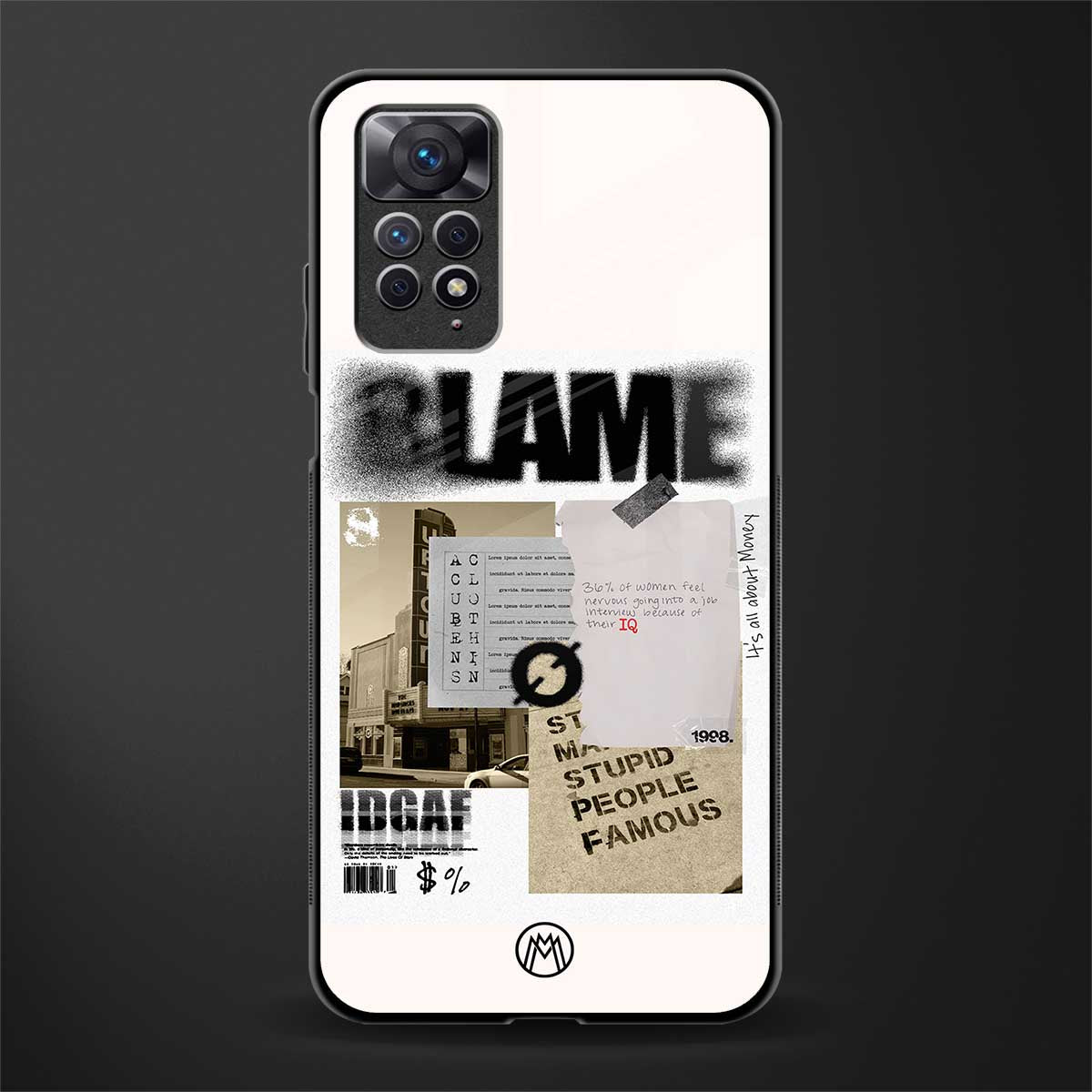 blame back phone cover | glass case for redmi note 11 pro plus 4g/5g