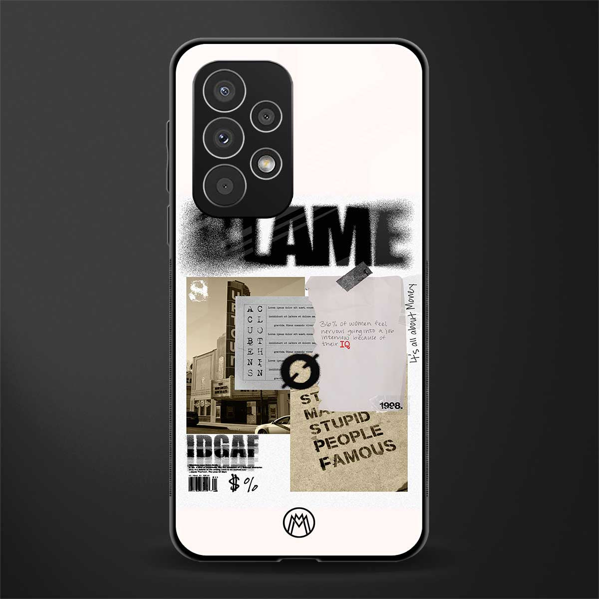 blame back phone cover | glass case for samsung galaxy a73 5g