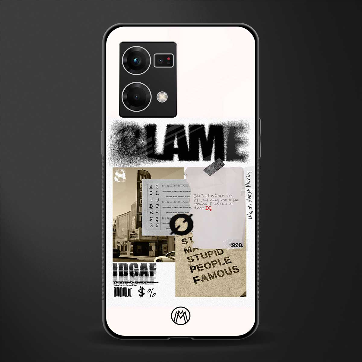 blame back phone cover | glass case for oppo f21 pro 4g