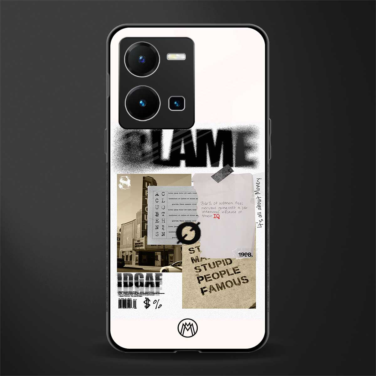 blame back phone cover | glass case for vivo y35 4g