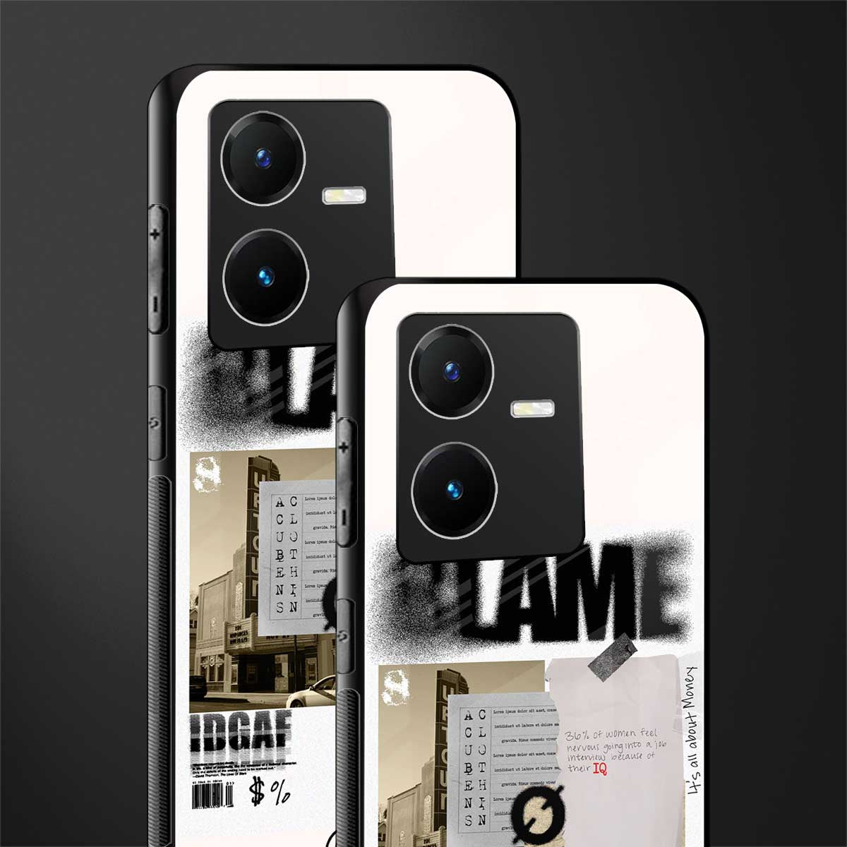 blame back phone cover | glass case for vivo y22
