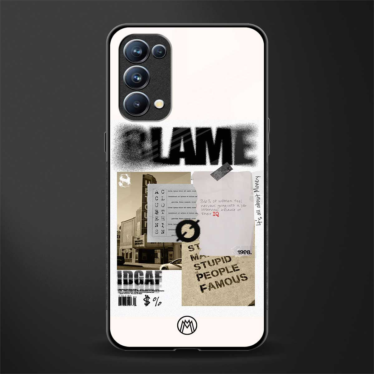 blame back phone cover | glass case for oppo reno 5