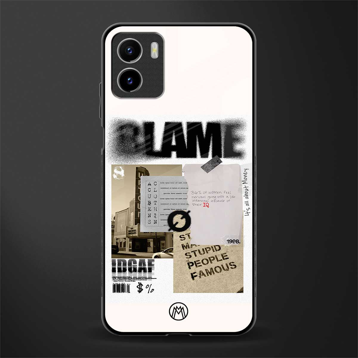 blame back phone cover | glass case for vivo y72