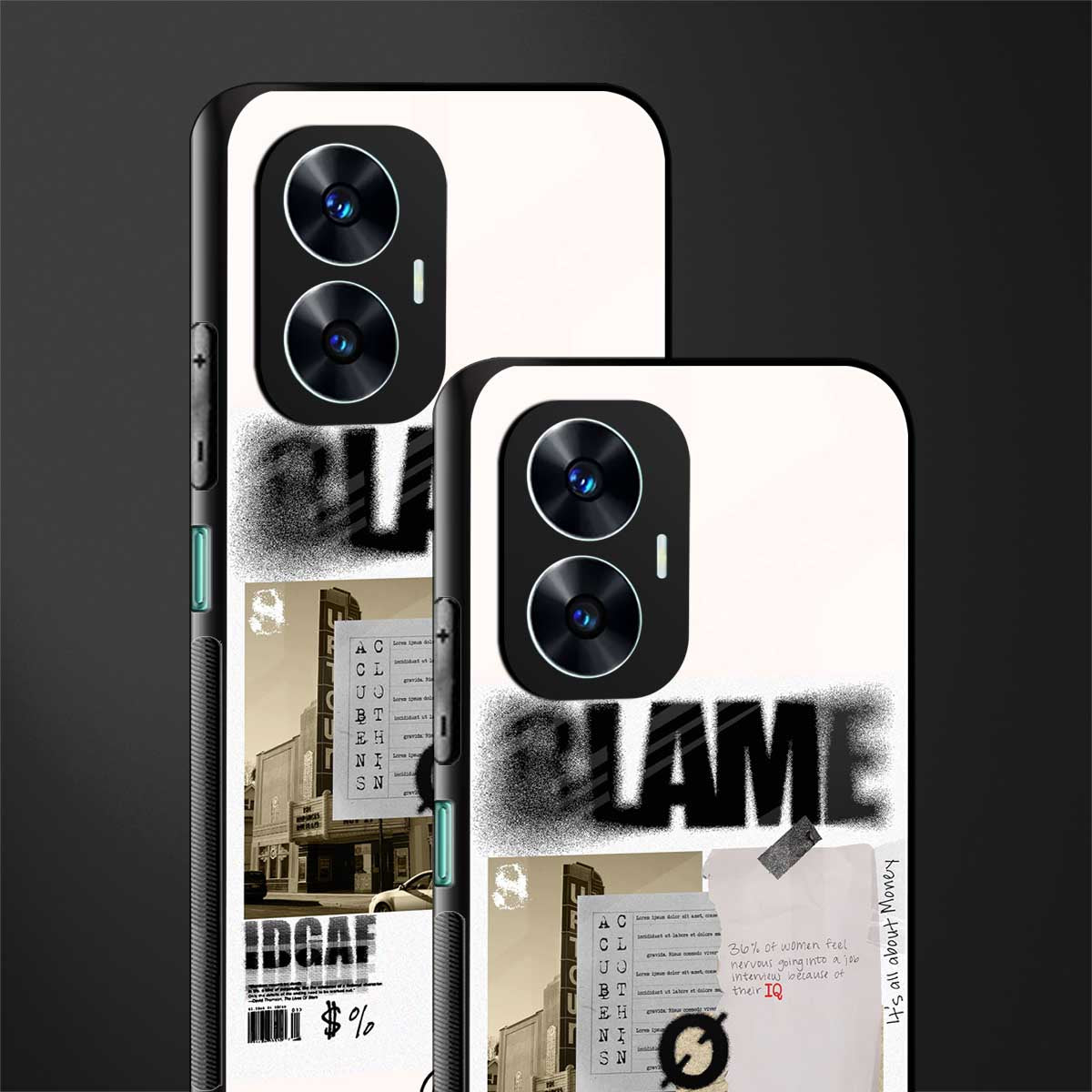 blame back phone cover | glass case for realme c55