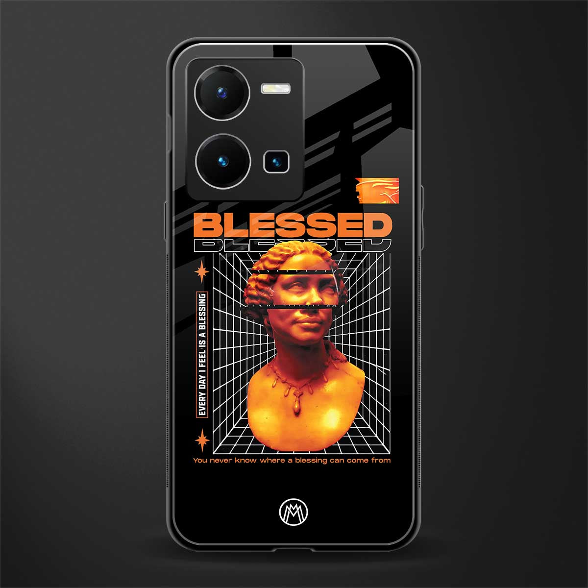 blessing back phone cover | glass case for vivo y35 4g