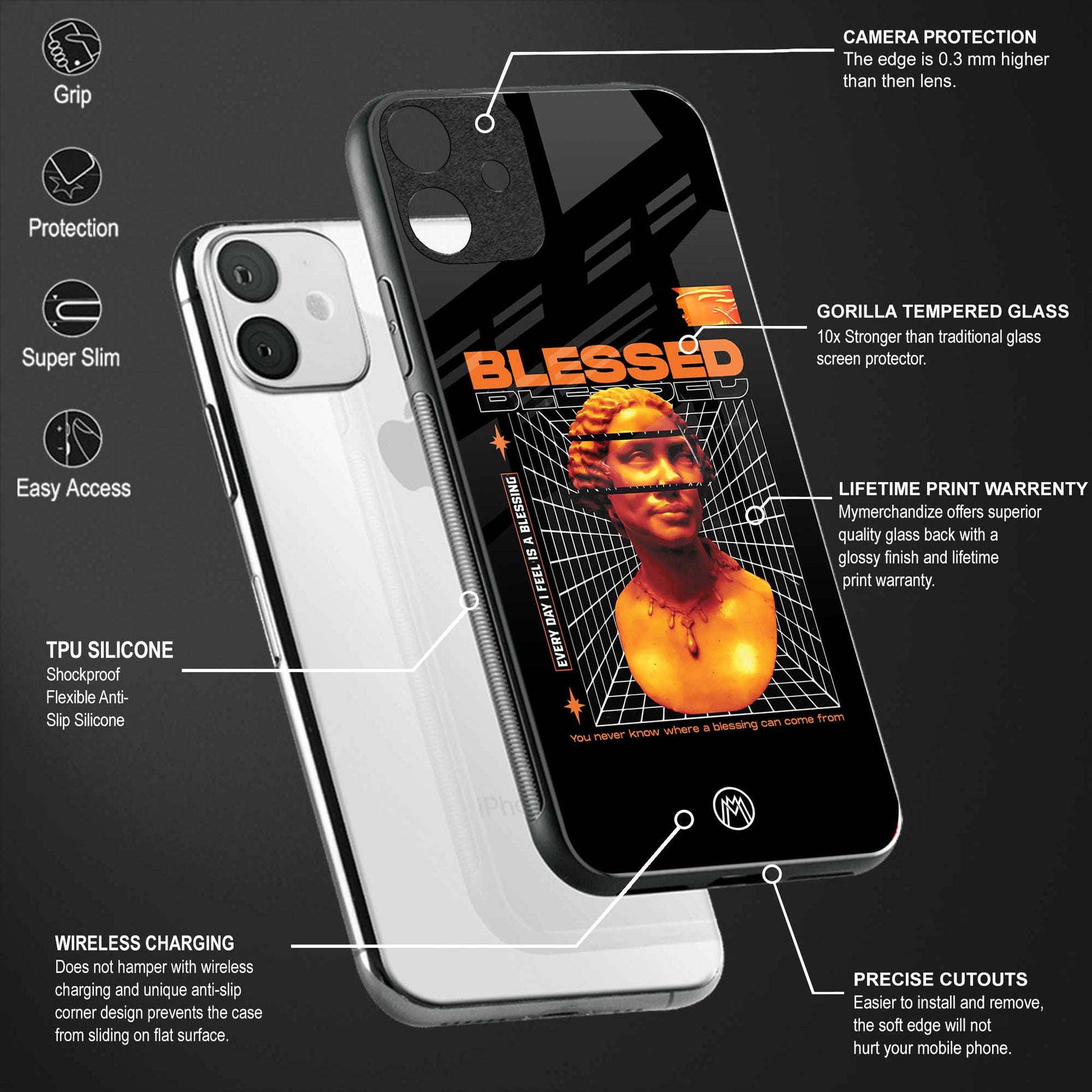 blessing back phone cover | glass case for vivo v21e 4g