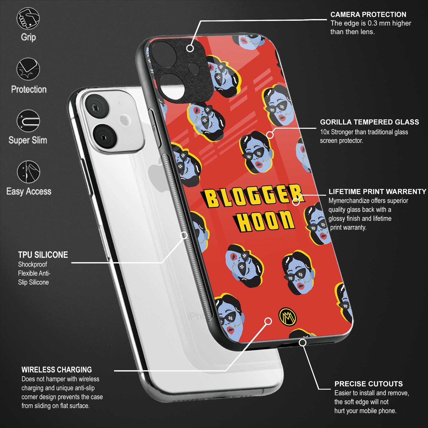 blogger hoon back phone cover | glass case for vivo v25-5g
