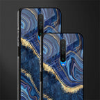 blue gold liquid marble glass case for poco x2 image-2