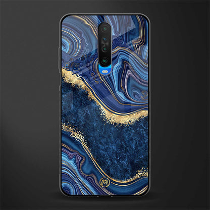 blue gold liquid marble glass case for poco x2 image