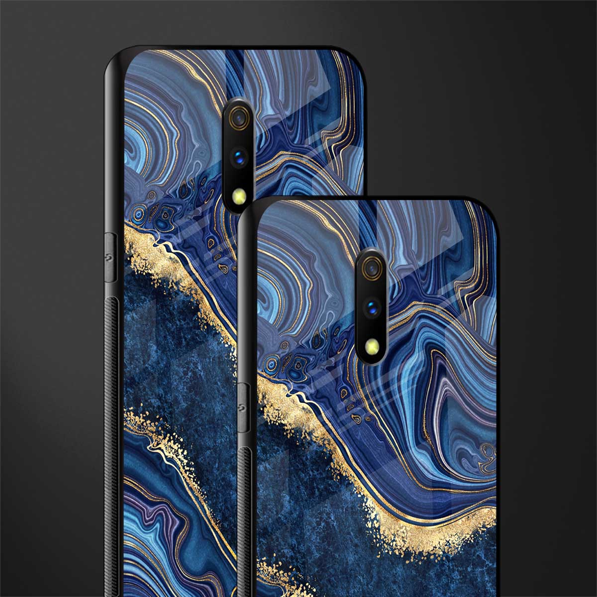 blue gold liquid marble glass case for oppo k3 image-2