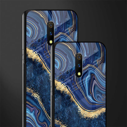 blue gold liquid marble glass case for oppo k3 image-2
