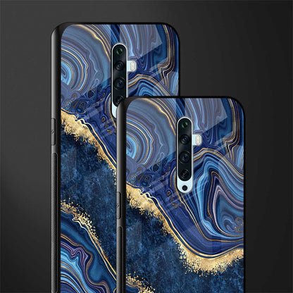 blue gold liquid marble glass case for oppo reno 2z image-2