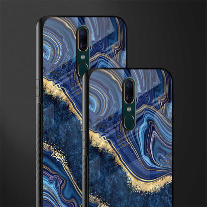 blue gold liquid marble glass case for oppo f11 image-2
