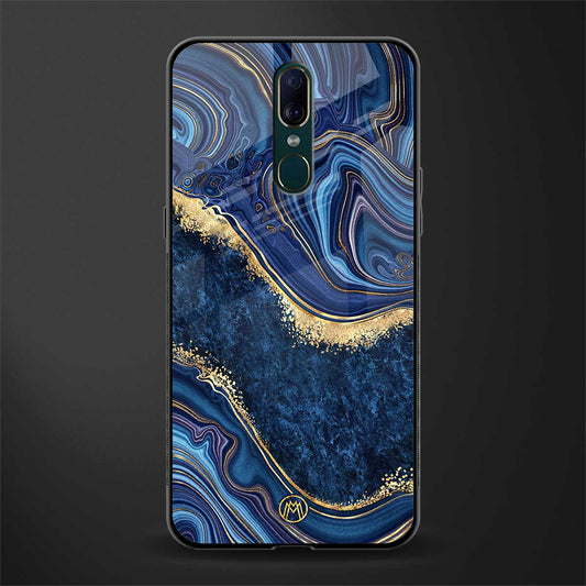 blue gold liquid marble glass case for oppo f11 image