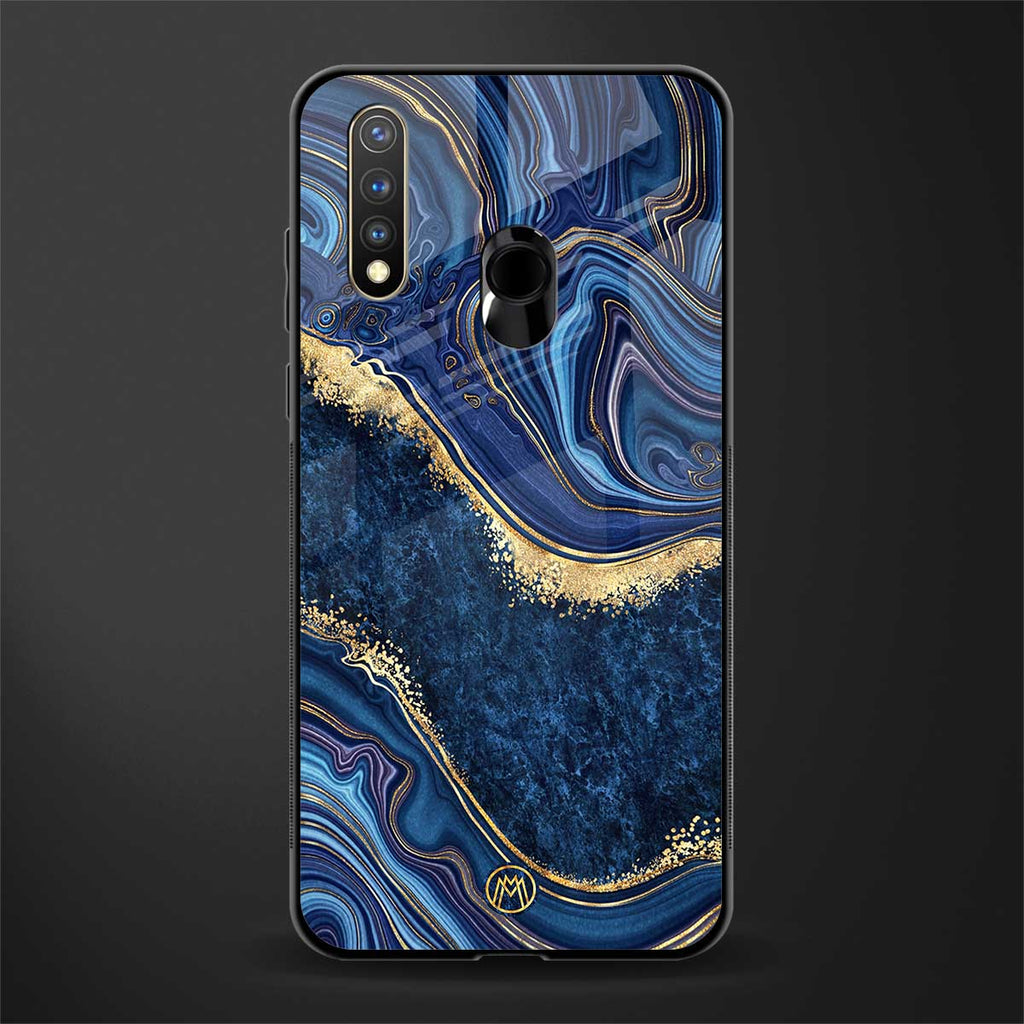 blue gold liquid marble glass case for vivo u20 image