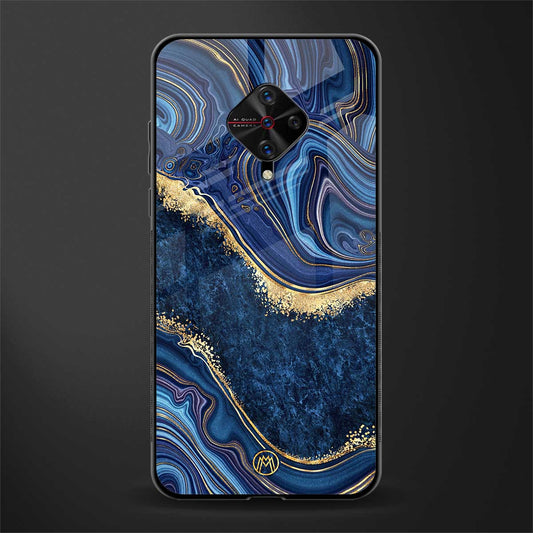 blue gold liquid marble glass case for vivo s1 pro image