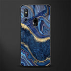 blue gold liquid marble glass case for vivo v15 image