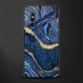 blue gold liquid marble glass case for vivo v15 pro image