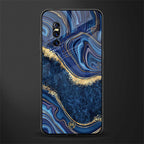 blue gold liquid marble glass case for vivo v15 pro image