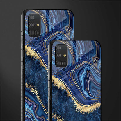 blue gold liquid marble glass case for samsung galaxy a51 image-2
