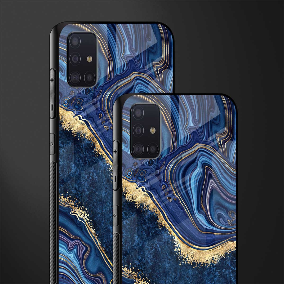 blue gold liquid marble glass case for samsung galaxy a71 image-2