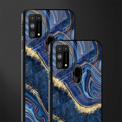 blue gold liquid marble glass case for samsung galaxy f41 image-2