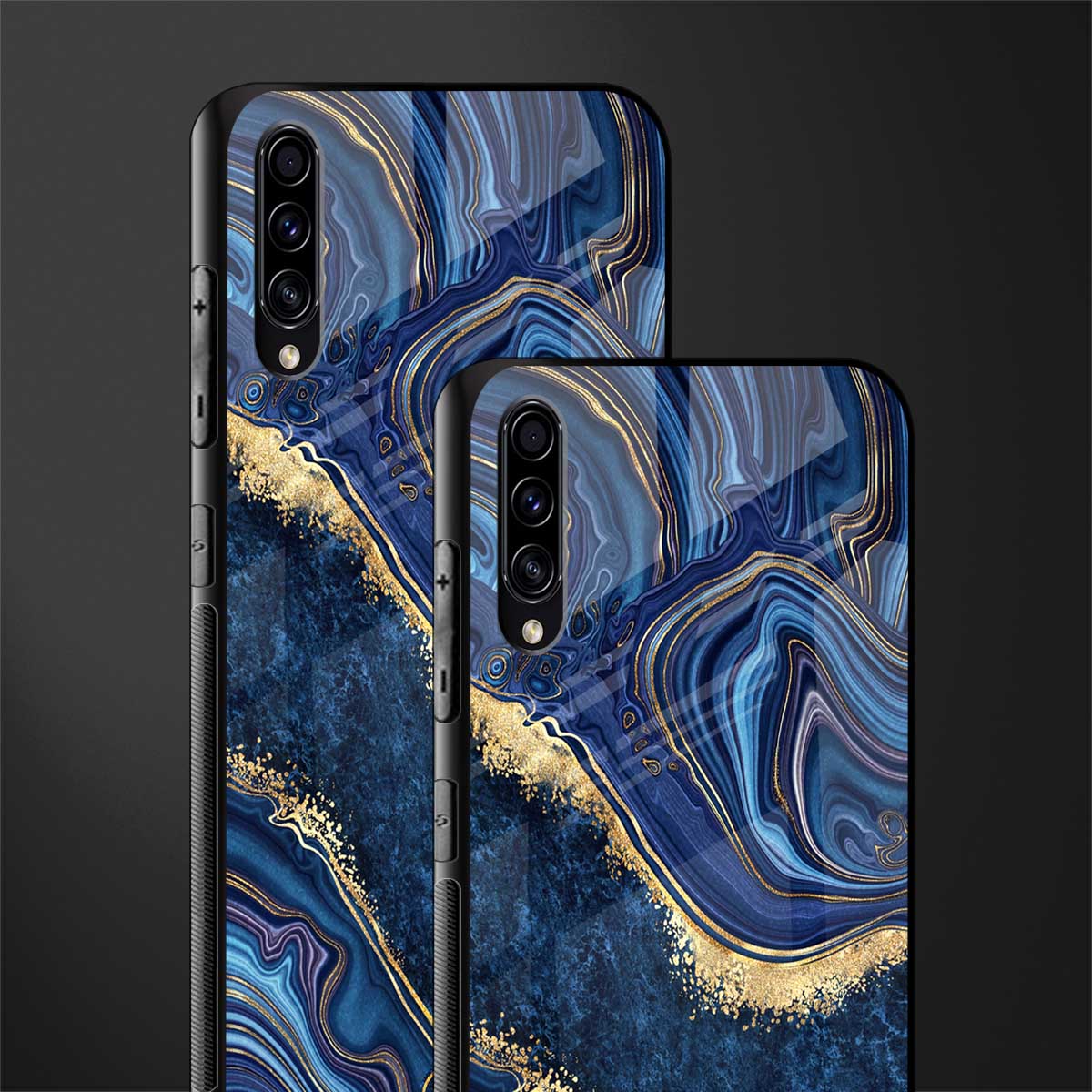 blue gold liquid marble glass case for samsung galaxy a30s image-2