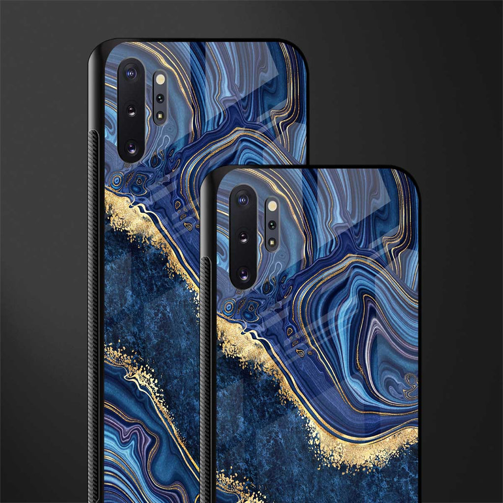 blue gold liquid marble glass case for samsung galaxy note 10 plus image-2