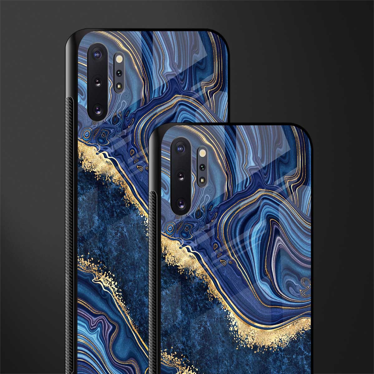 blue gold liquid marble glass case for samsung galaxy note 10 plus image-2