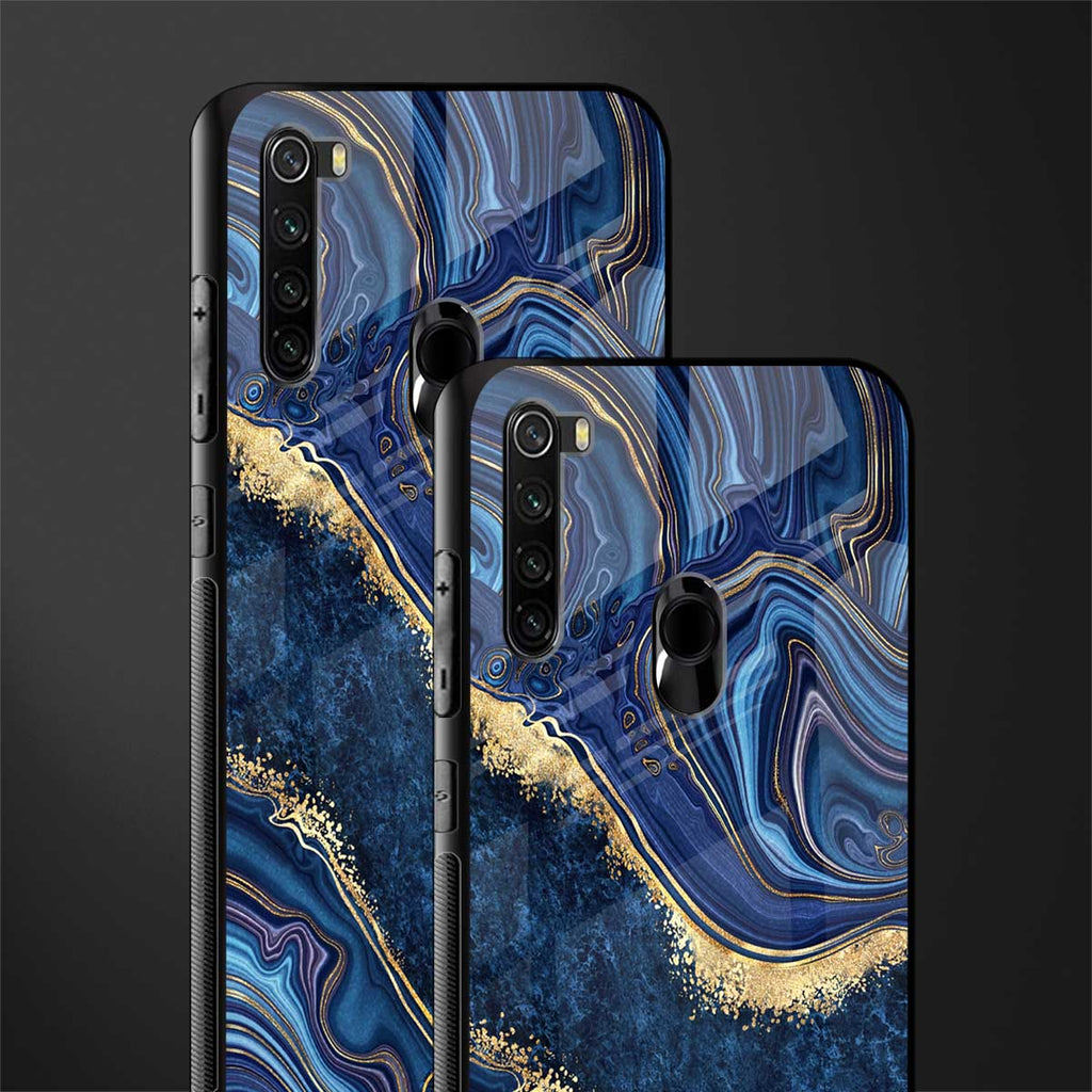blue gold liquid marble glass case for redmi note 8 image-2