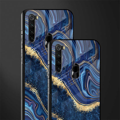 blue gold liquid marble glass case for redmi note 8 image-2