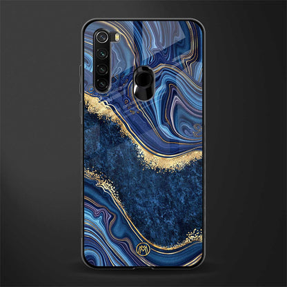 blue gold liquid marble glass case for redmi note 8 image