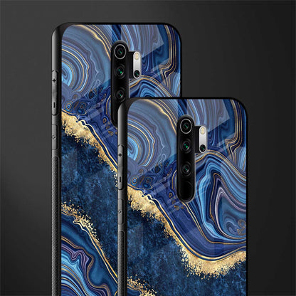 blue gold liquid marble glass case for redmi note 8 pro image-2