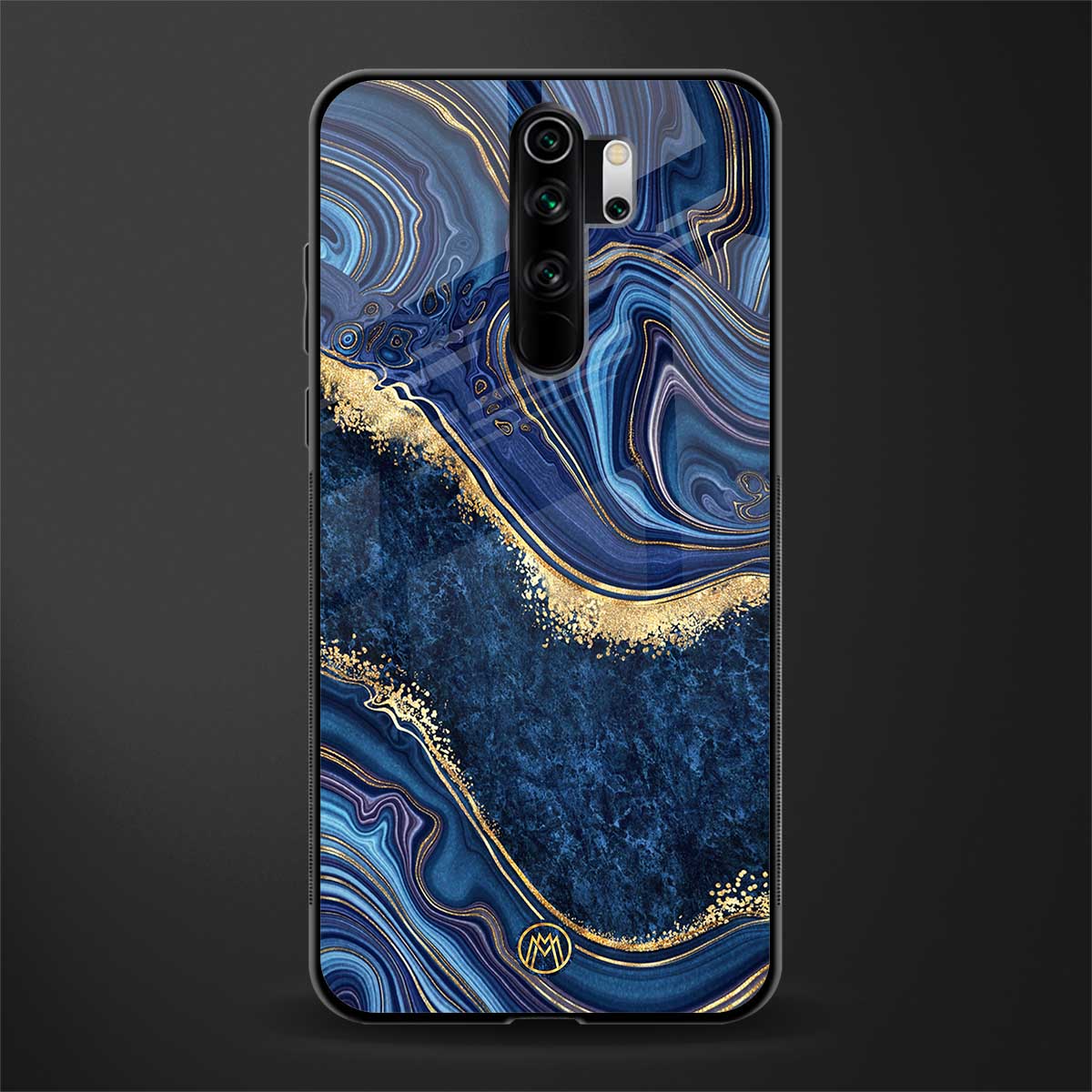 blue gold liquid marble glass case for redmi note 8 pro image